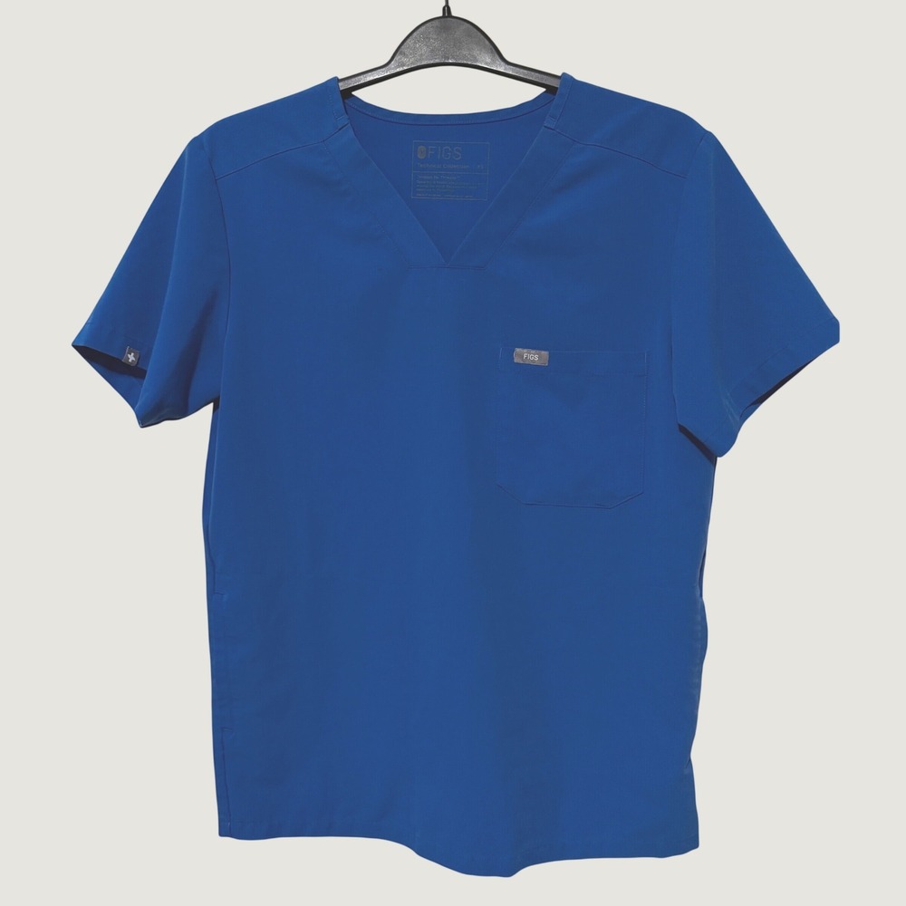 FIGS Technical Collection Chisec Royal Blue V-Neck Scrub Top Mens XS TM3000